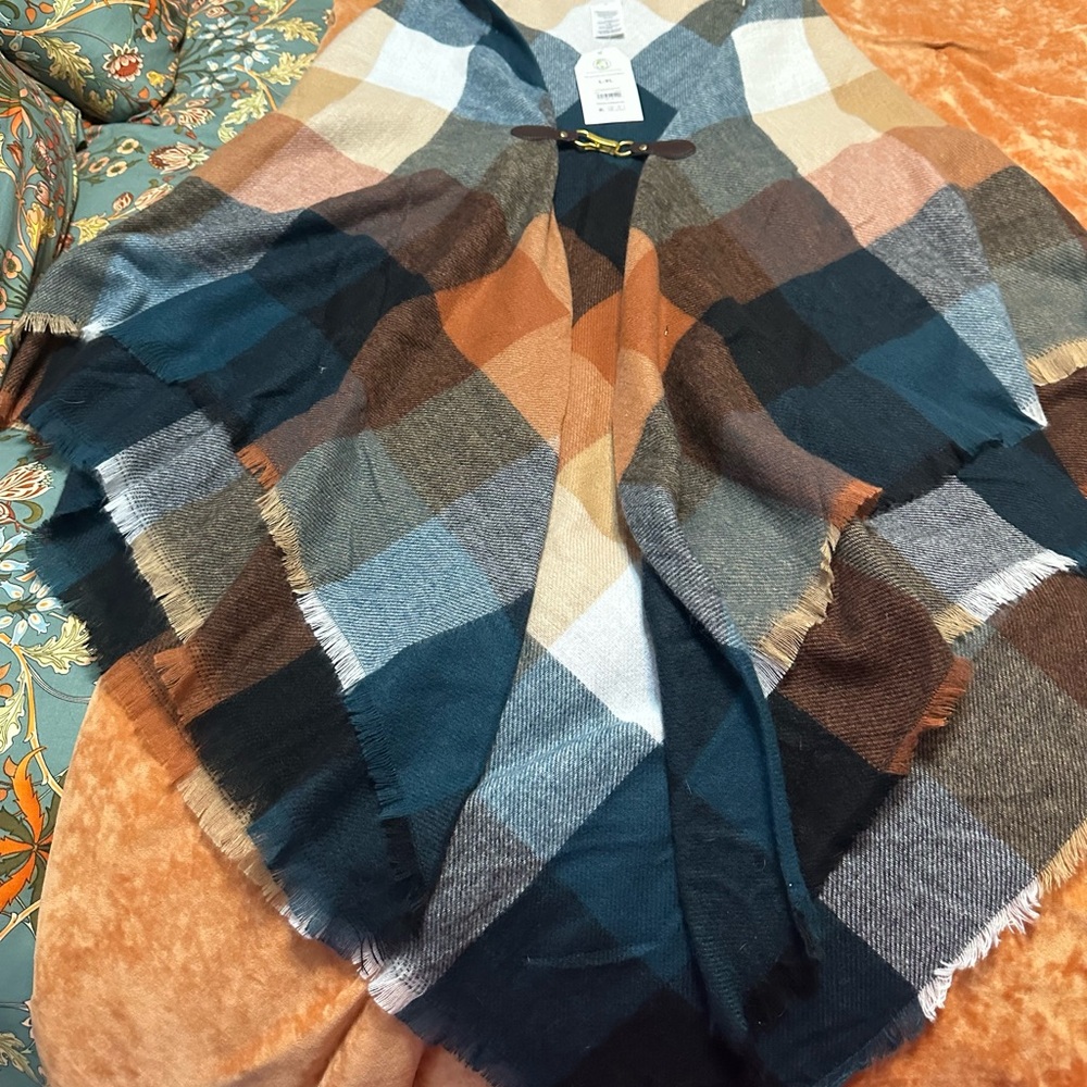 Plaid Multicolor Poncho
